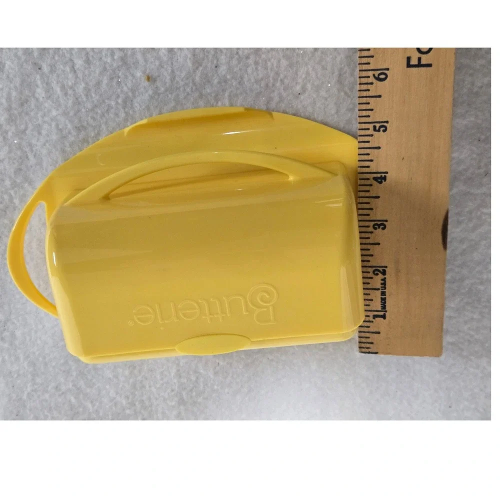 Butterie Yellow Flip Top Butter Dish w Spreader Knife 2 Stick Countertop Keeper